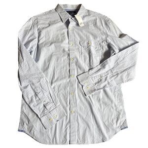 Banana Republic Mens Shirt Large Blue White Button Down Oxford Pocket Soft NWT